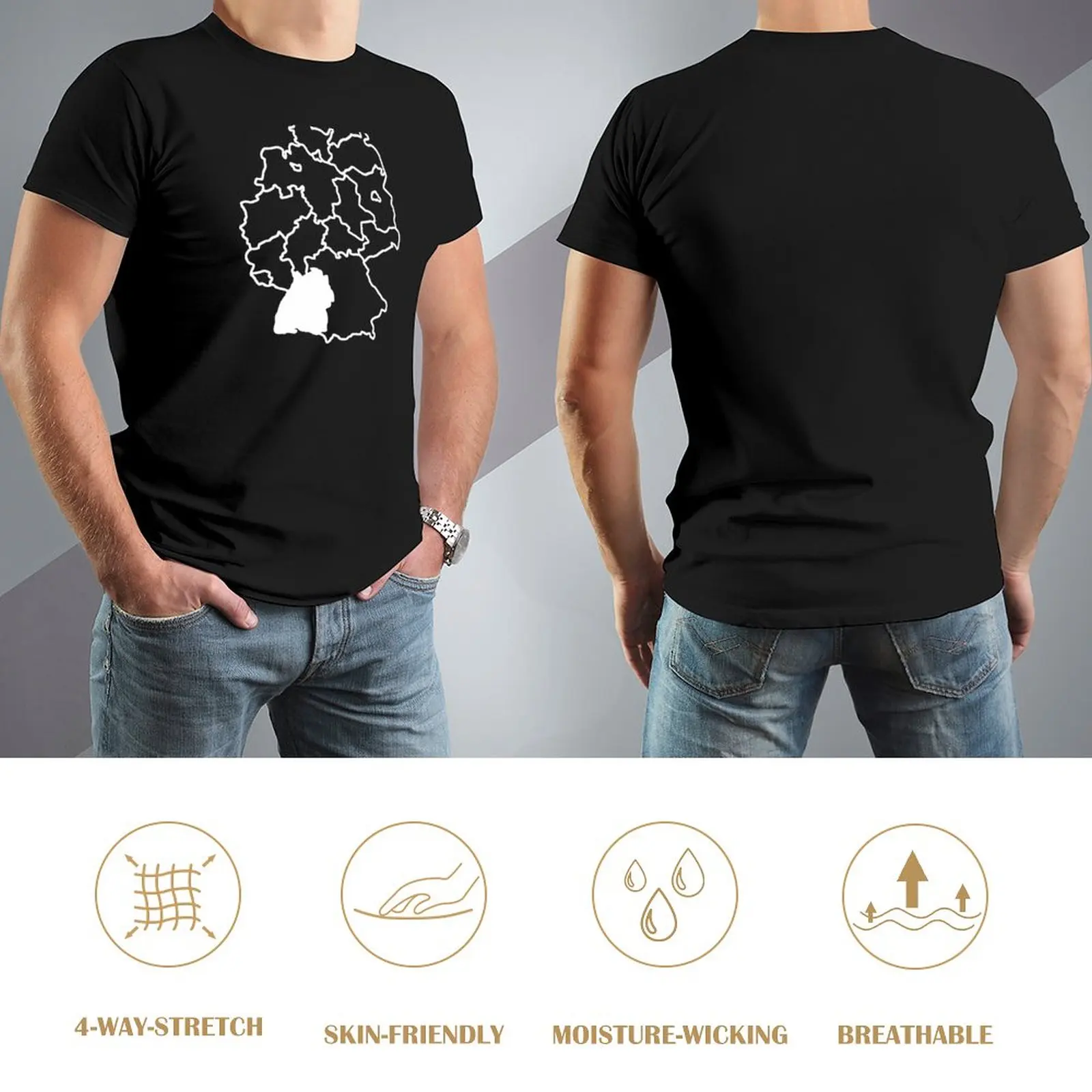 Государственная футболка Баден-Вюртемберг, футболка blondie, футболка для мальчиков с животным принтом, мужские белые футболки Изображение 2