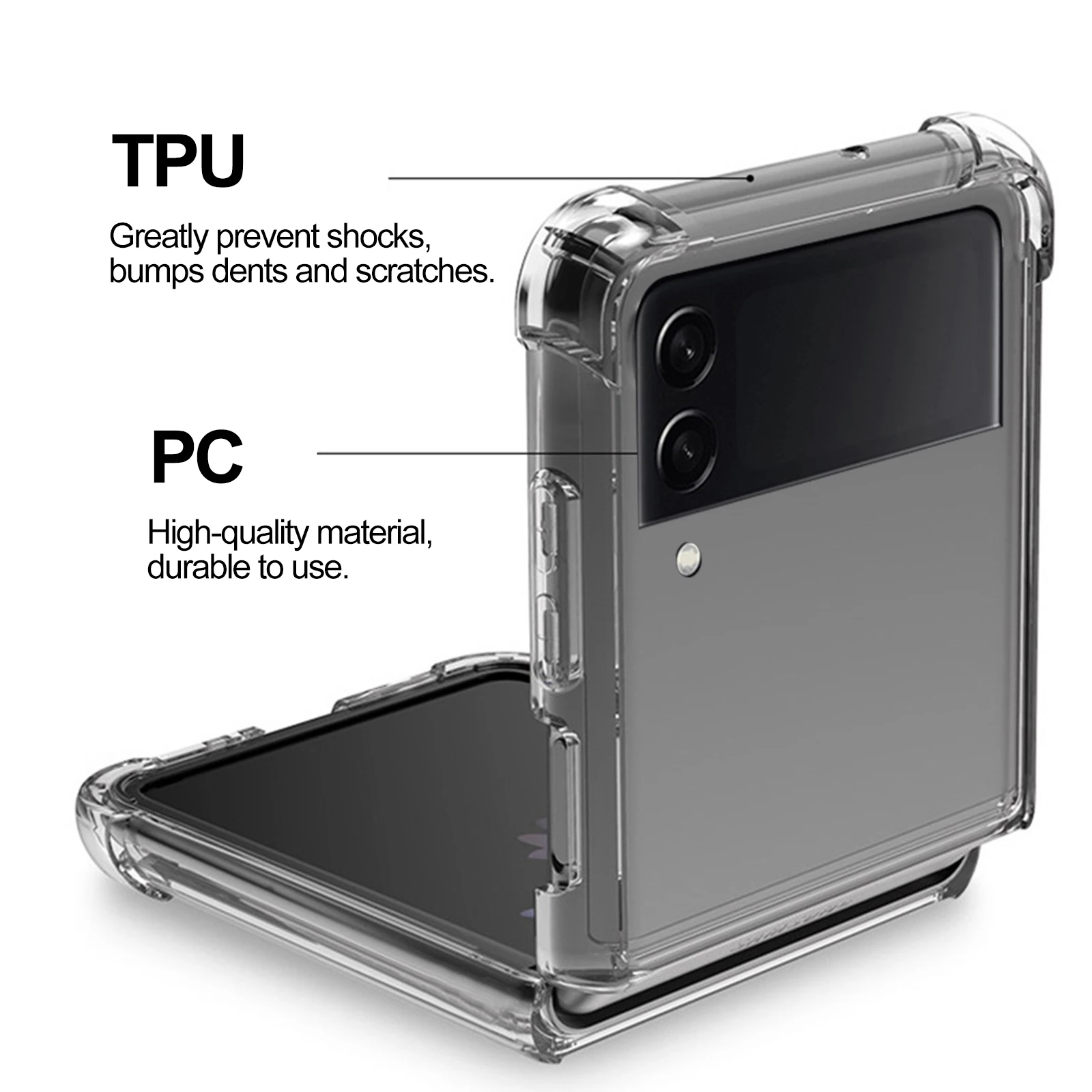 Защитный чехол для телефона Samsung Galaxy Z Flip 3 Тонкий чехол Жесткий ПК TPU противоударный чехол Изображение 2