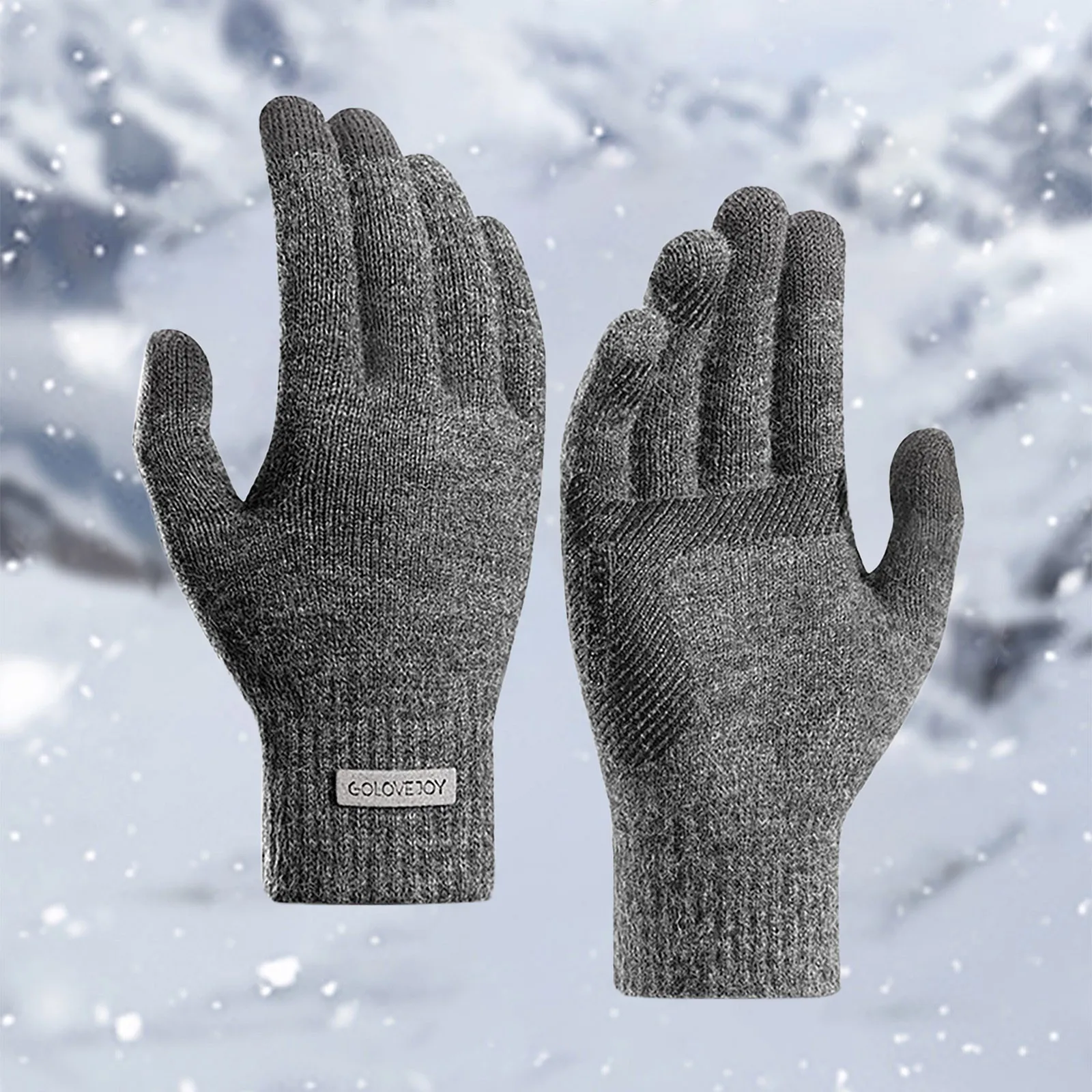 Зимние вязаные мужские перчатки с рисунком крючком, теплые перчатки h, варежки для женщин, варежки для женщин с утеплением в холодную погоду Изображение 2