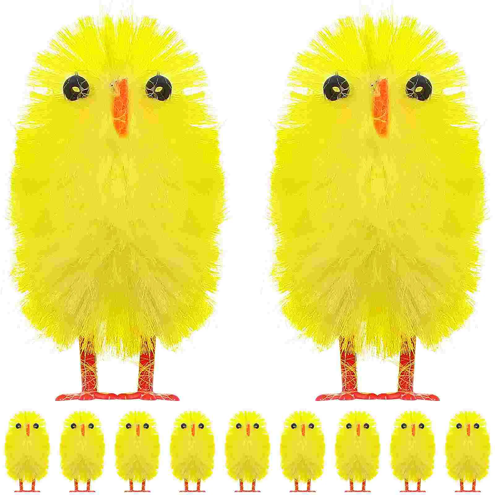 Имитация мини-пасхальных цыплят, искусственная плюшевая желтая курица, настольное украшение для весенней вечеринки Изображение 2