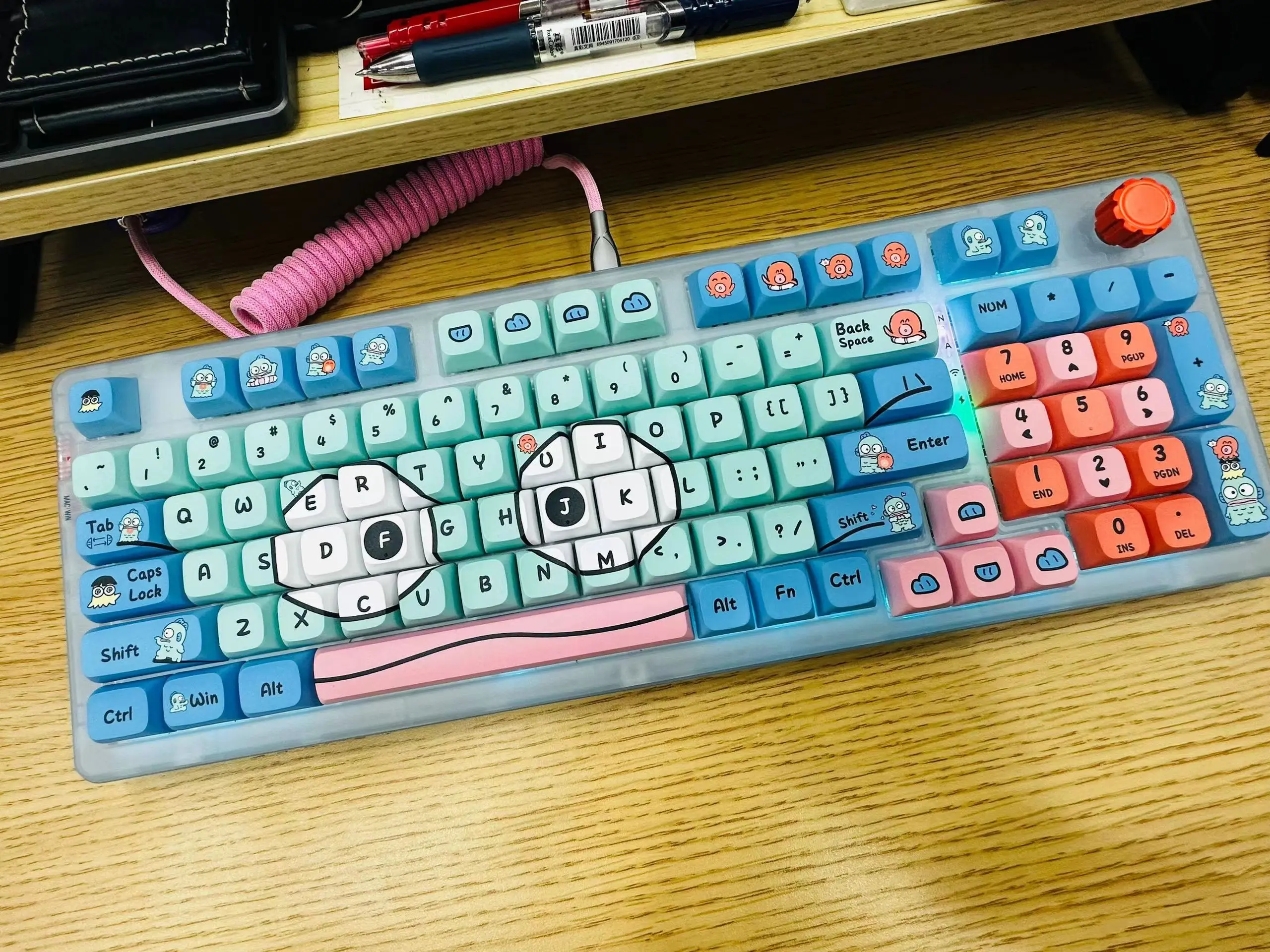 Колпачки для ключей Cute Dog Rabbit с подкладкой из ПБТ-красителя, 137 клавиш, аксессуары для механической клавиатуры с термической сублимацией Изображение 2