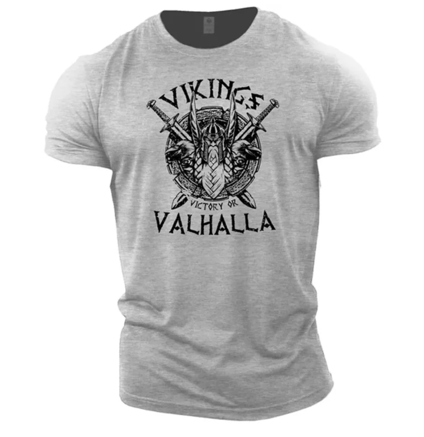 Летняя мужская футболка, быстросохнущая спортивная футболка для фитнеса, футболка Vikings, мужской топ большого размера, модная 3D дышащая рубашка для верха Изображение 2