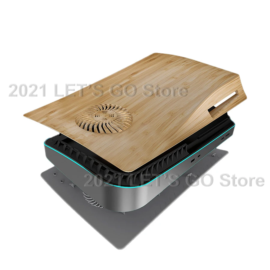 Лицевая панель PS5 с древесным зерном, заменяемая своими руками, АБС-крышка, вентиляционные отверстия, Пылевой фильтр для аксессуаров консоли Playstation 5 Disc Edition Изображение 2