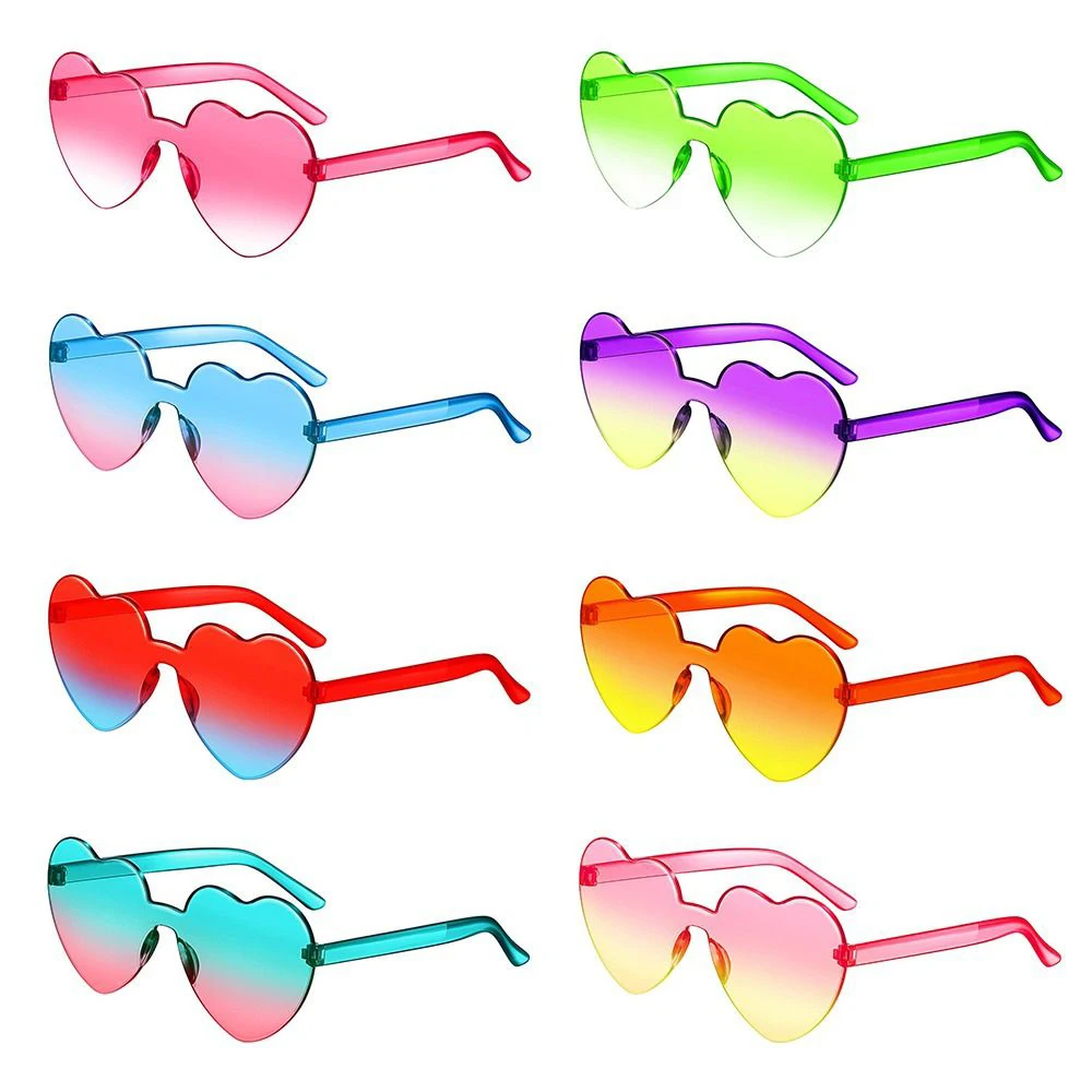 Модные красочные солнцезащитные очки в форме сердца Для женщин, вечеринок для девочек, защита от солнца на открытом воздухе, Желеобразные Градиентные солнцезащитные очки, Очки UV400 1шт Изображение 2