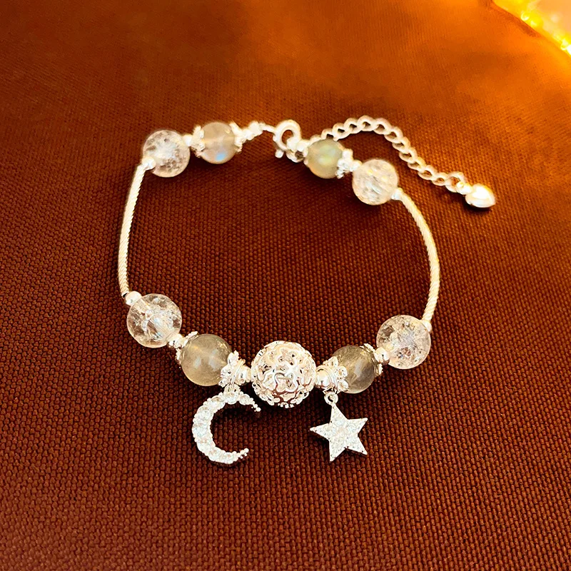 Модный браслет с кристаллами циркона в виде звезды и Луны, индивидуальный универсальный регулируемый браслет для женщин Изображение 2