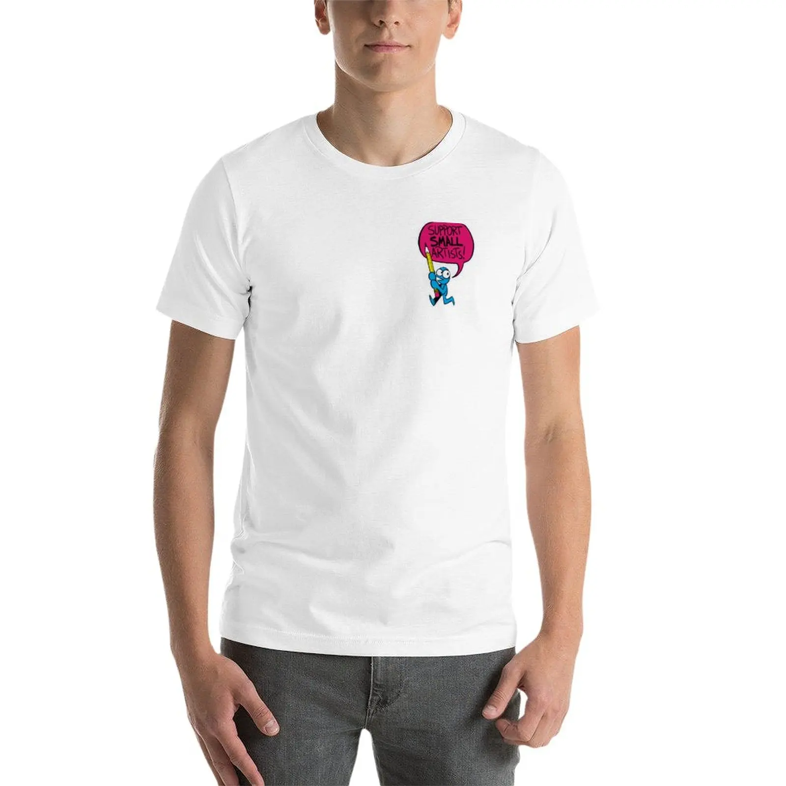 Новая поддержка маленьких художников! (миниатюрная версия) Мужская футболка, мужская одежда большого размера, футболка большого размера Изображение 2