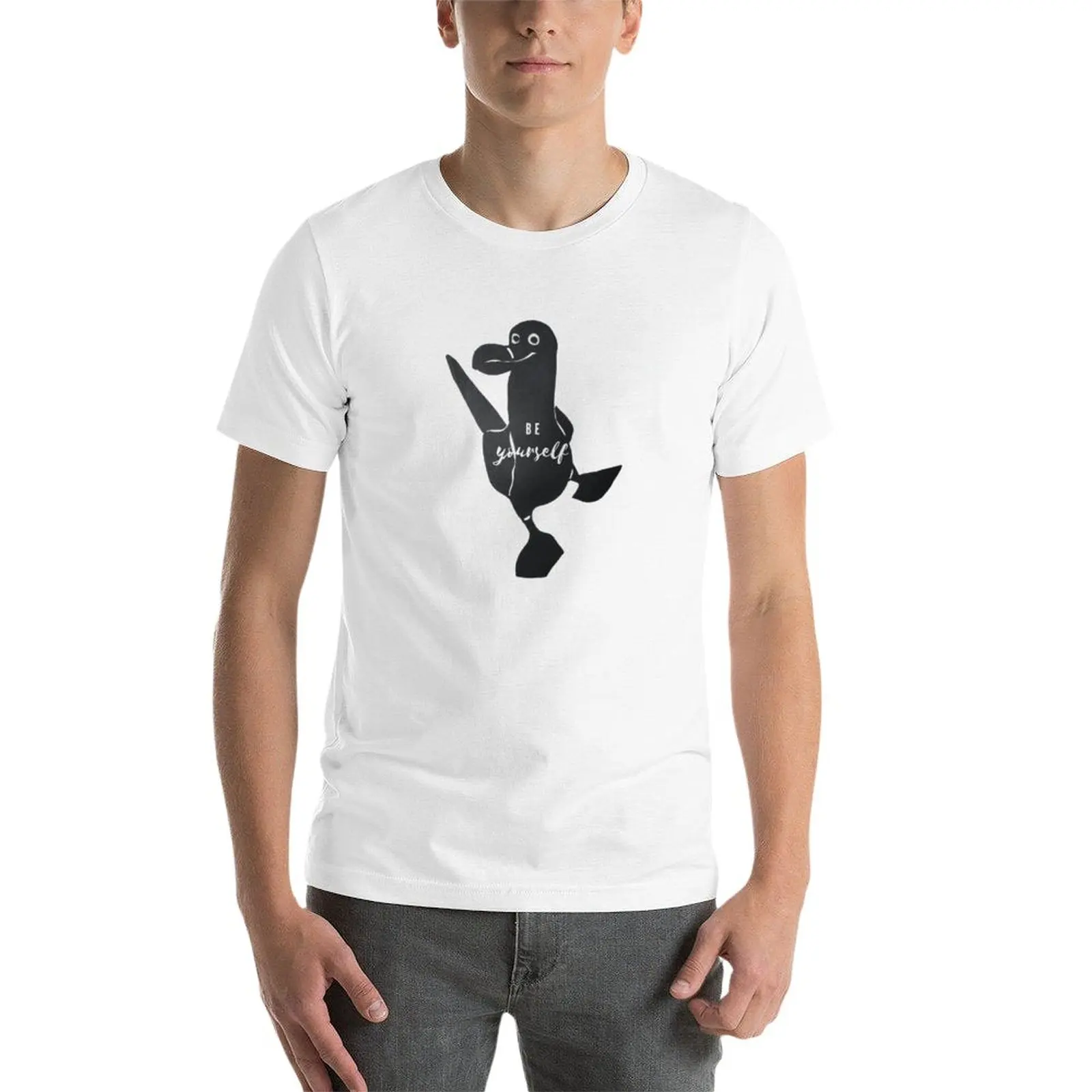 Новая футболка Be Yourself с синей лапкой Booby Bird от Christie Olstad с трафаретным принтом, летний топ, забавные футболки для мужчин Изображение 2