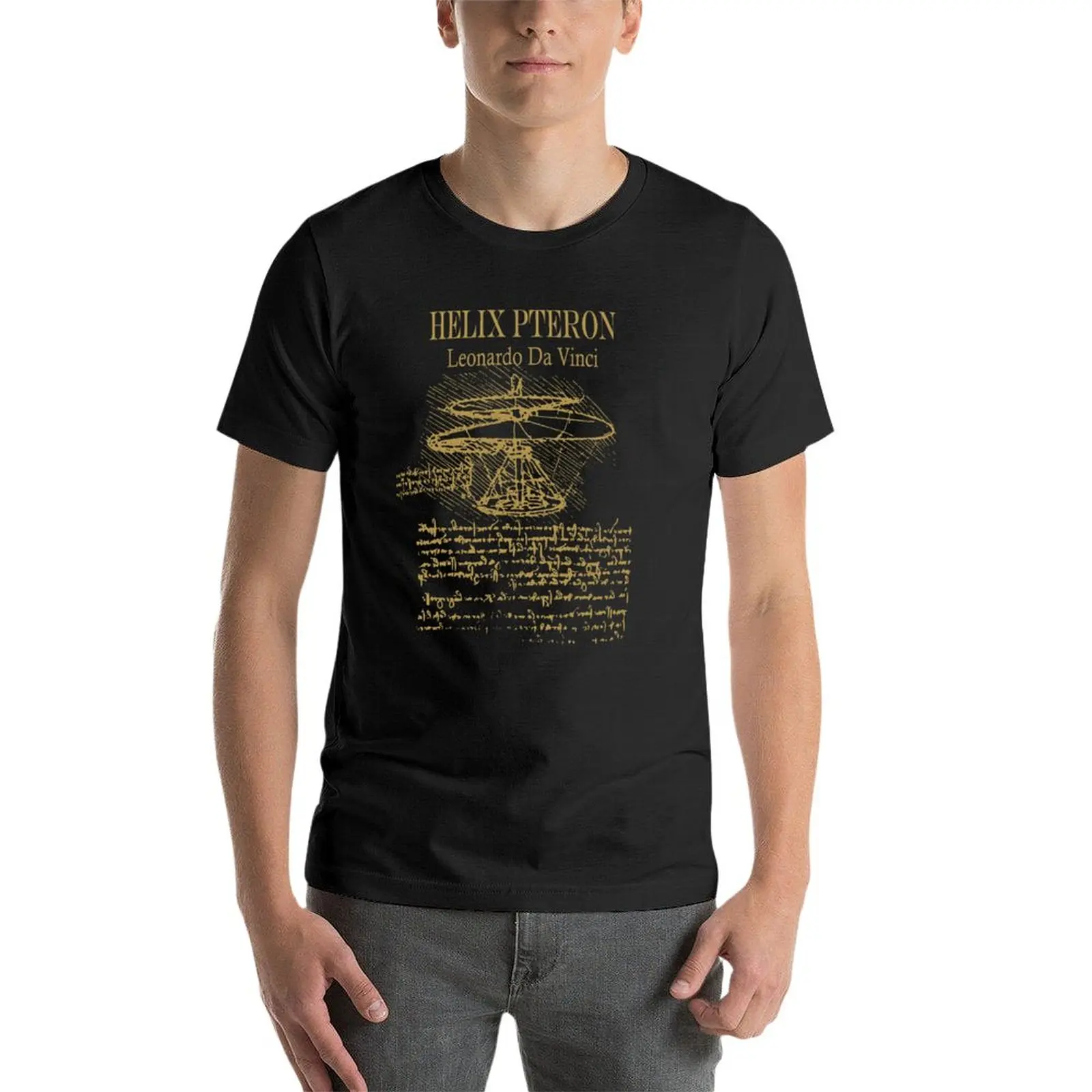 Новая футболка Leonardo da Vinci - Helix Pteron - Propeller - Helicopter, летние топы, футболки для мальчиков, мужские белые футболки Изображение 2