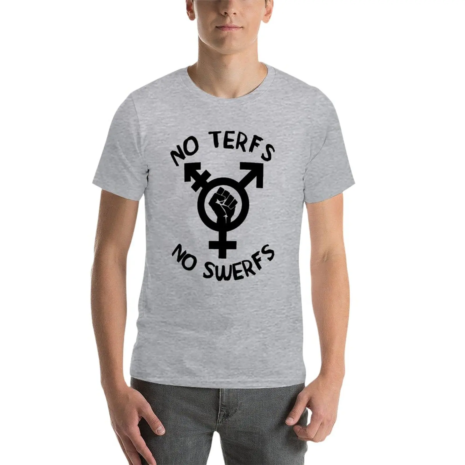 Новые футболки No TERFs No SWERFs - ЛГБТК Трансгендерные Секс-работники, Блузки, футболки, простые футболки, Мужские футболки Изображение 2