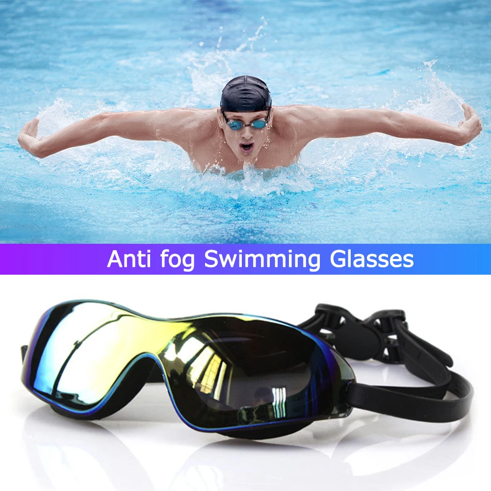Очки для плавания с гальваническим покрытием для взрослых, очки в большой оправе, водонепроницаемые очки для плавания с защитой от запотевания HD, Очки для дайвинга, очки для плавания Изображение 2