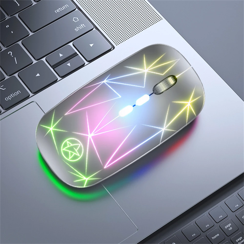 Перезаряжаемая Беспроводная мышь USB 2,4 ГГц Компьютерная Mause Эргономичные игровые мыши RGB Бесшумные для портативных ПК Изображение 2