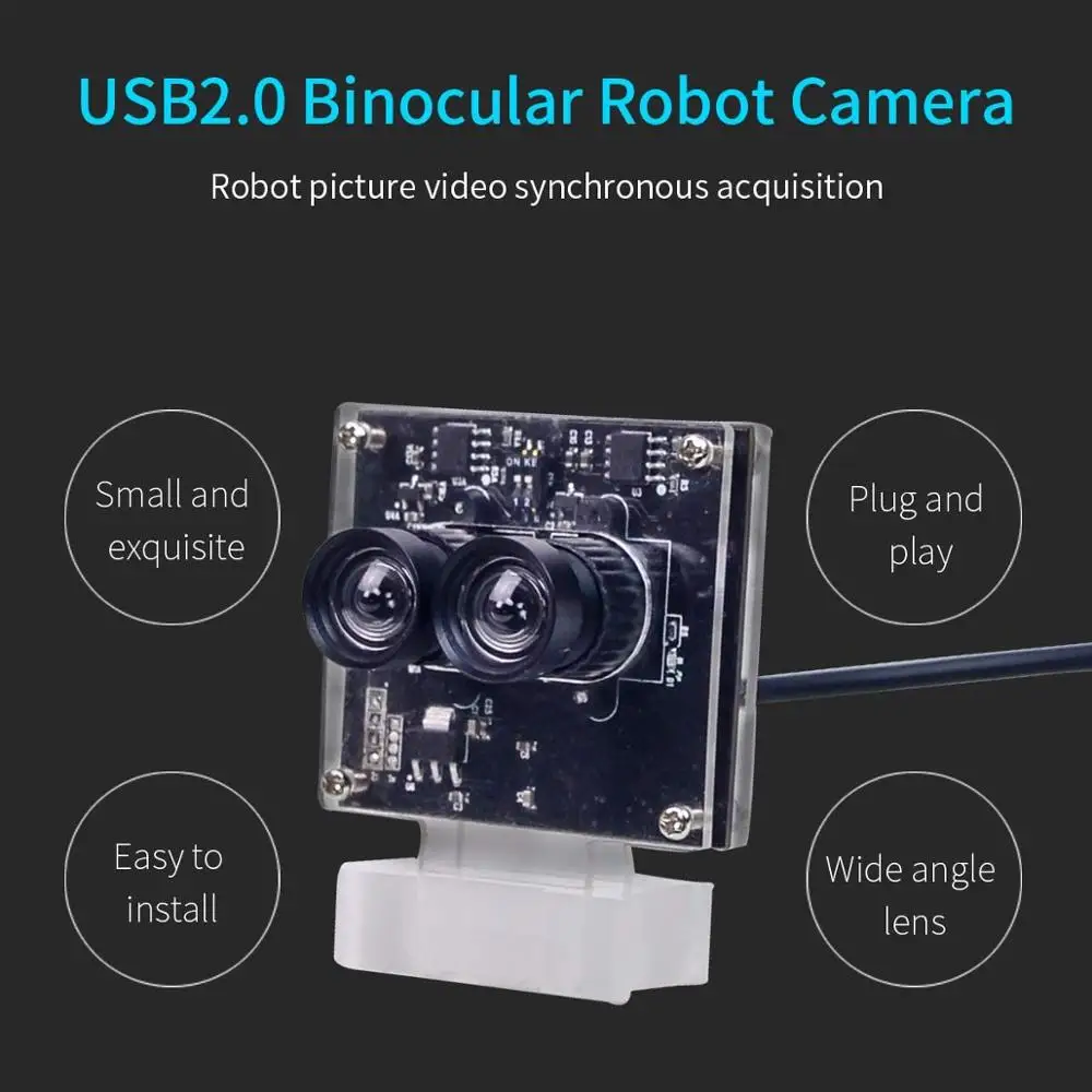 Роботизированная Камера VR-Камера с USB-Кабелем, Широкоугольный Объектив 720P 1MP Бинокулярной Роботизированной Камеры Изображение 2