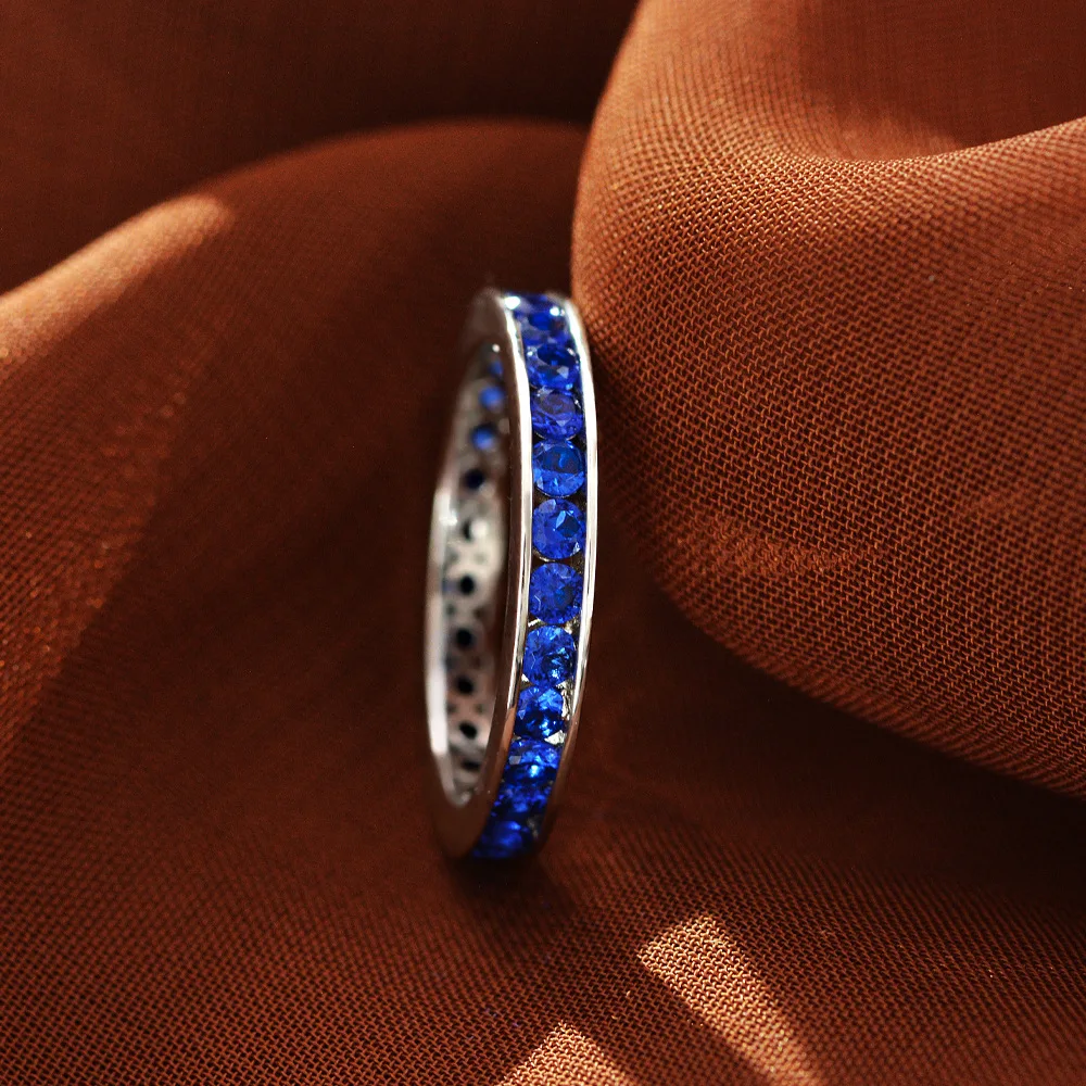 Рядное кольцо S925 Комплект кубического циркония Круглое 2,25 мм Женское кольцо Модные украшения Изображение 2