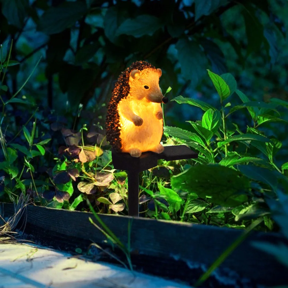 Солнечный садовый светильник для газона, Ежик, смола, водонепроницаемый Садовый декор для животных, газон во дворе, светодиодный ночник Изображение 2
