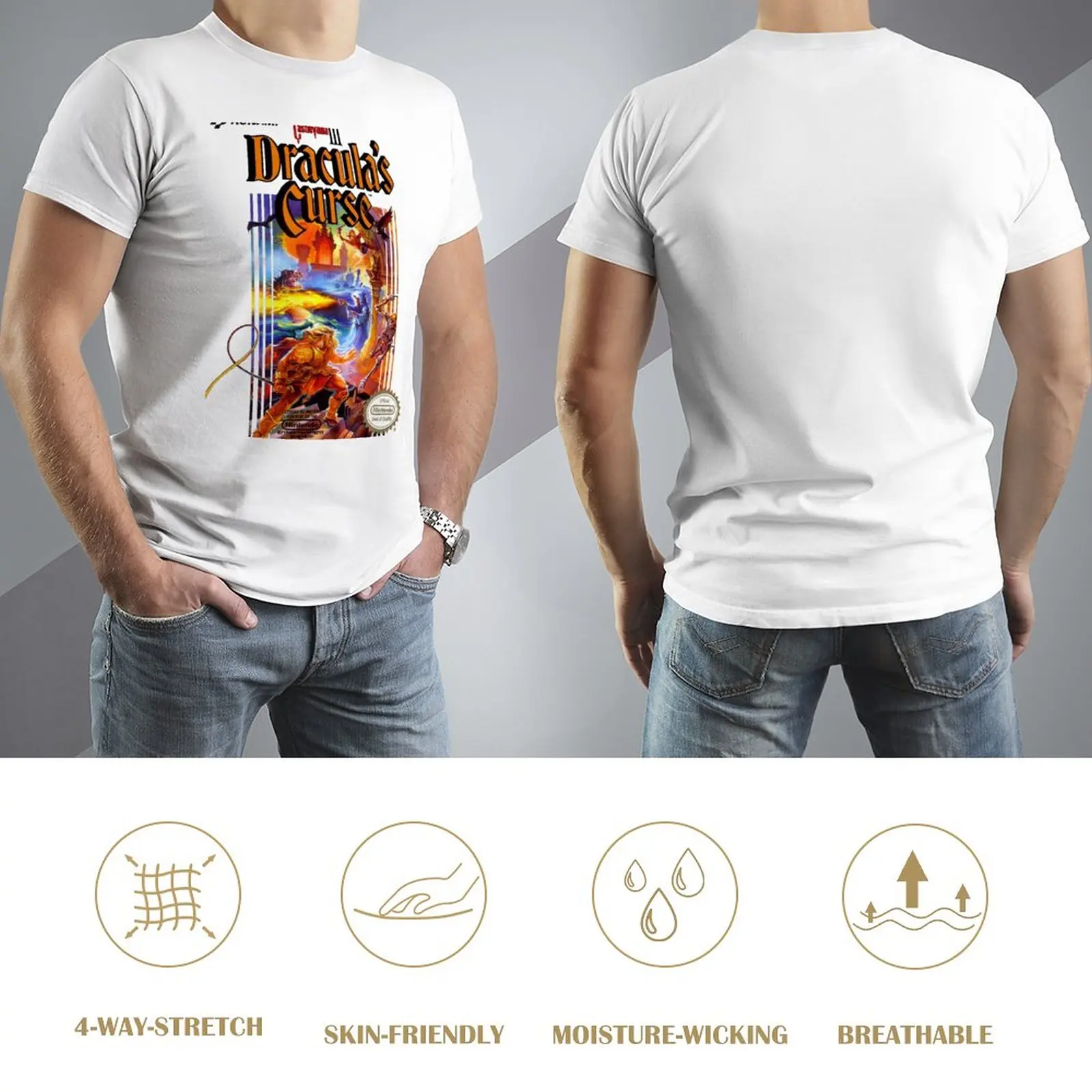 Футболка Castlevania 3, короткая эстетичная одежда, забавная футболка, мужские футболки большого и высокого размера. Изображение 2