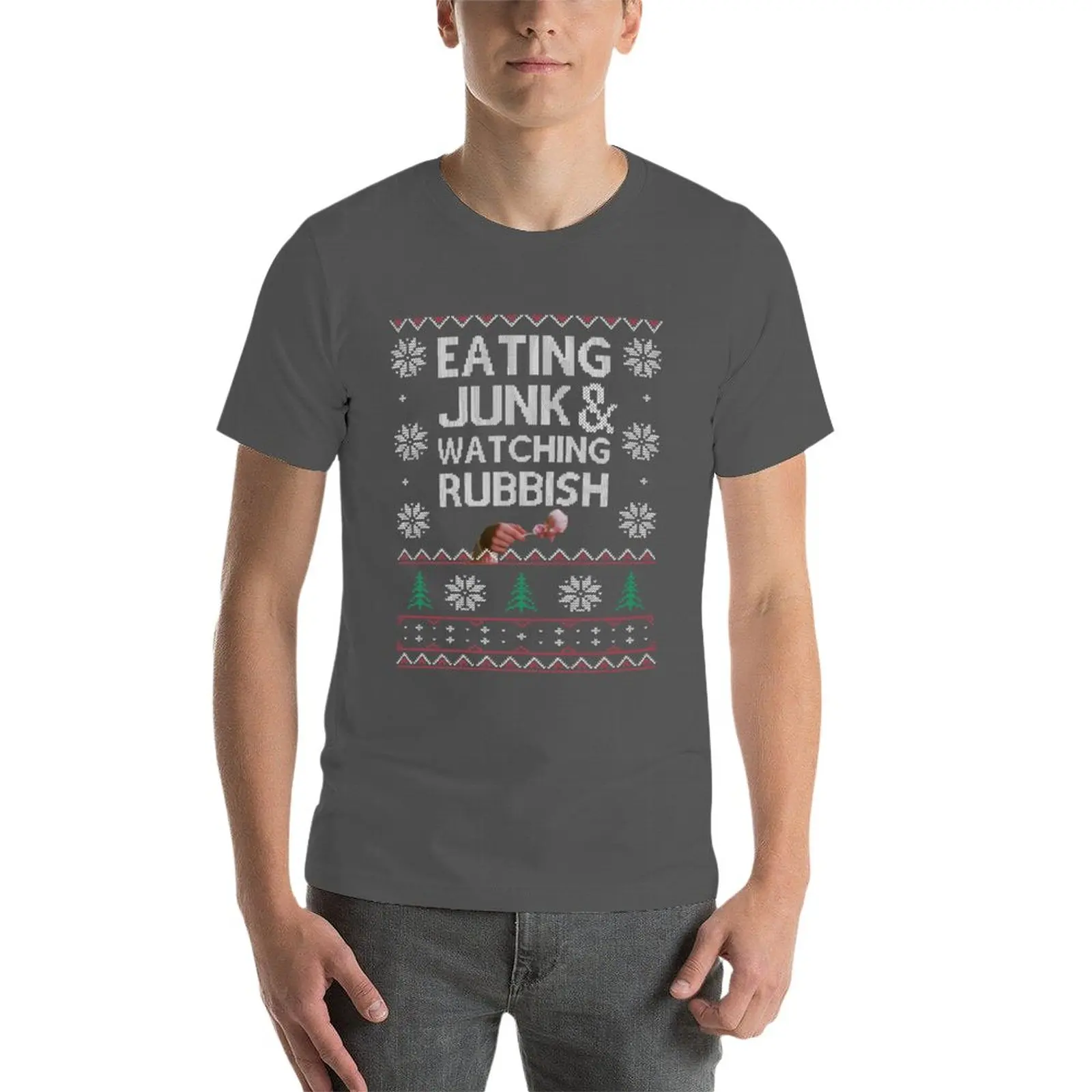 Футболка Eating Junk & Watching Garbish, черная футболка, футболка с коротким рукавом, мужские высокие футболки Изображение 2