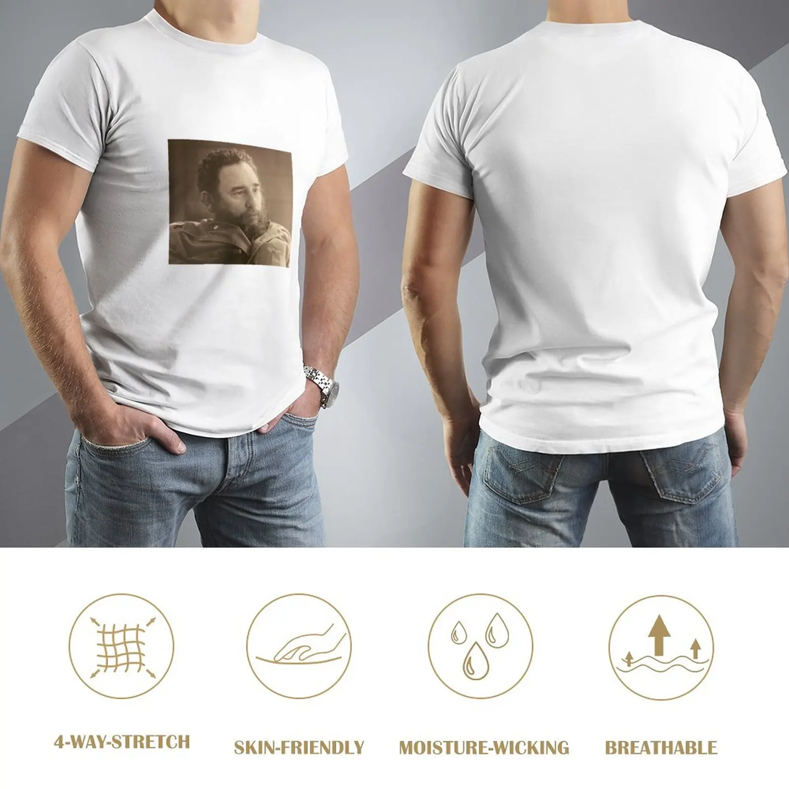 Футболка Fidel in Thought винтажная футболка плюс размер топы индивидуальные футболки мужские футболки повседневные стильные Изображение 2