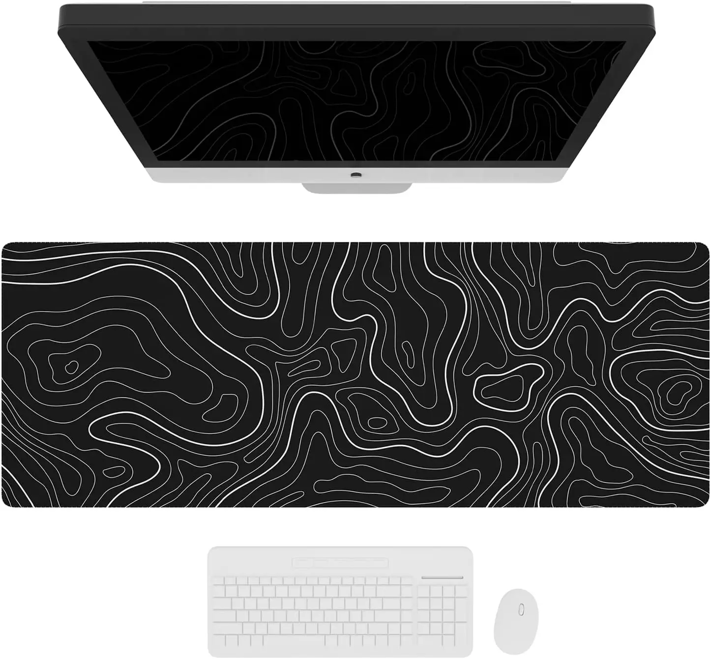 Черный удлиненный игровой коврик для компьютерной мыши, большой игровой коврик для мыши для стола, Минималистичный настольный коврик, классный настольный коврик для клавиатуры, коврик для мыши Изображение 2