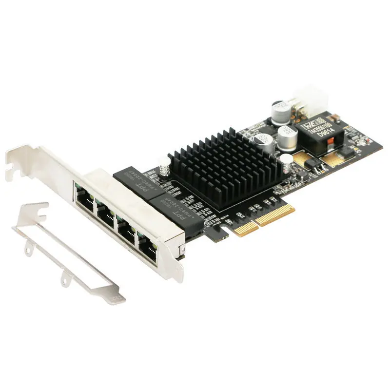 Чипсет Intel I350 PCIE Гигабитная 4-портовая сетевая карта POE I350-T4 проводная сетевая карта 4 сетевых порта PoE Ethernet адаптер Изображение 2