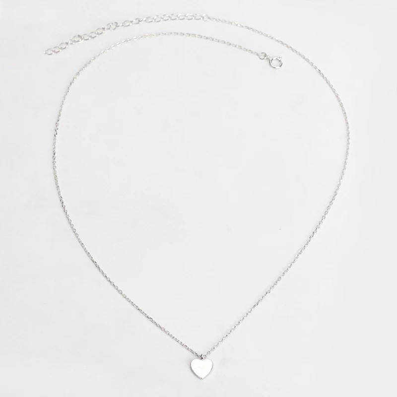 Чистое серебро 925 пробы, ожерелье с сердечками в простом стиле, подвески, женские украшения для девочек в подарок Изображение 2