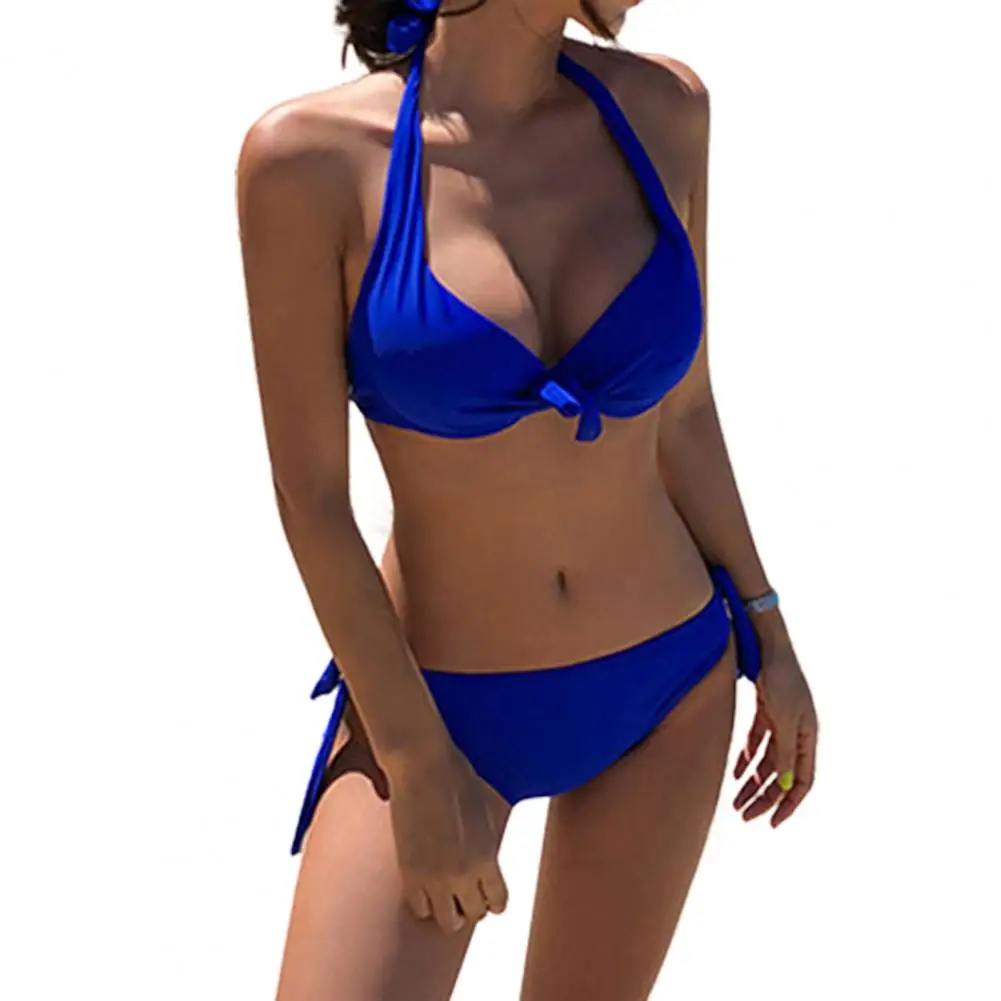 2 шт./компл. Женские купальники с открытыми плечами, пристегивающиеся ремнем, Сексуальный комплект бикини флуоресцентного цвета с V-образным вырезом для пляжа Изображение 3
