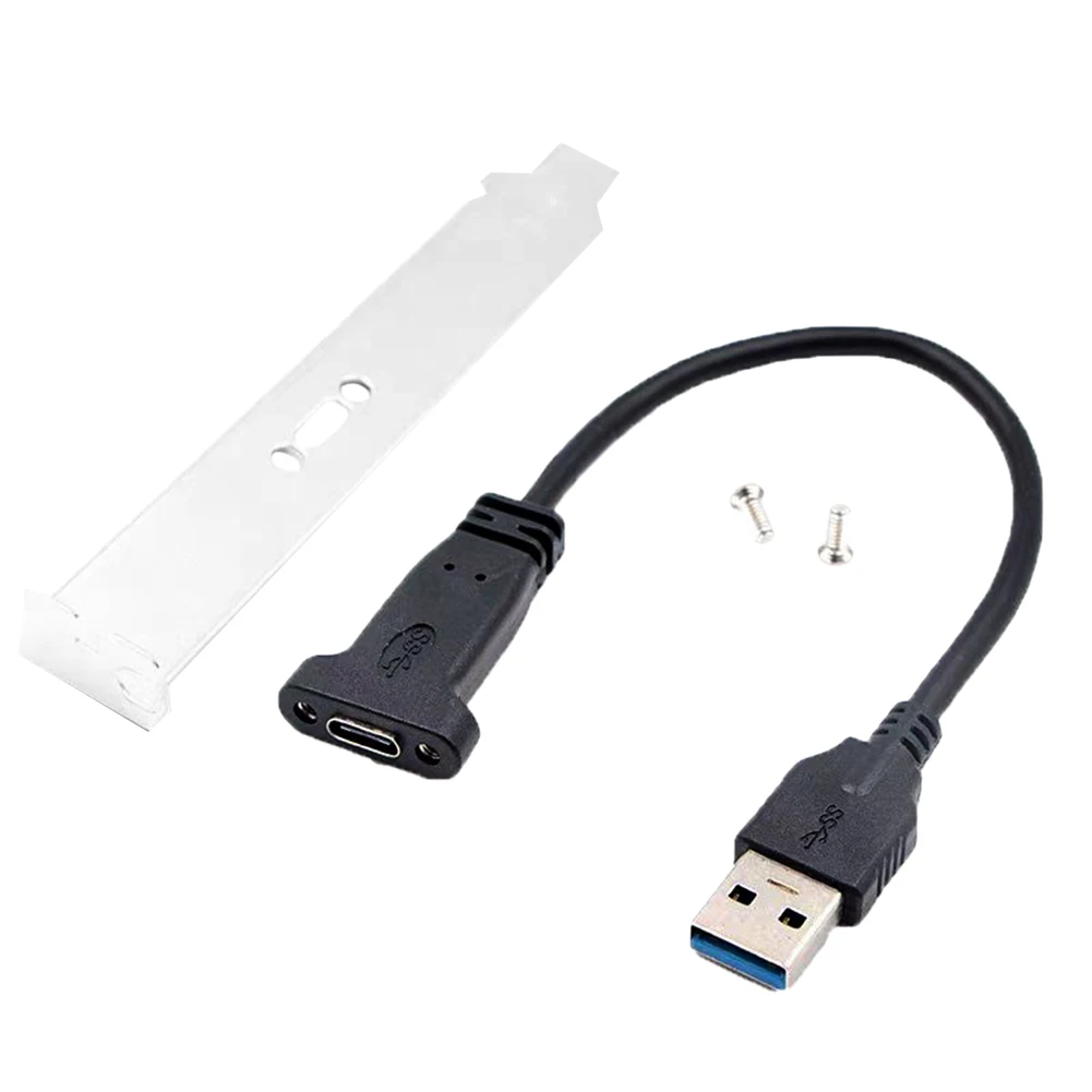20-сантиметровый кабель USB A 3.0 Male-USB C Female на передней панели с винтом для крепления на панели, удлинительный кабель для материнской платы 5 Гбит/с Изображение 3