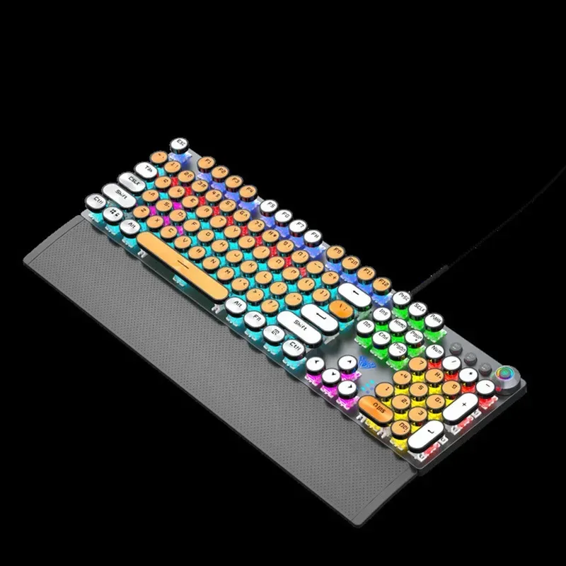 Aula F2088 Punk Keycap Механическая Клавиатура 104-клавишная Usb Проводная Офисная Игровая Для Ноутбука Белого Кофейного Цвета С Двойным Написанием Клавиатуры Изображение 3