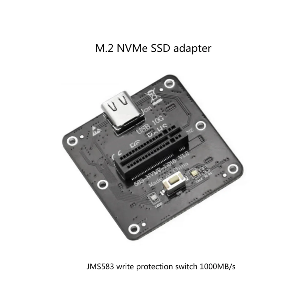 M.2 NVME к USB 3.1 Case Карта-адаптер Expansopn Плата JMS583 Поддерживает протокол NGFF Type-C USB3.1 Gen2 со скоростью 1000 + Мб/С. Изображение 3