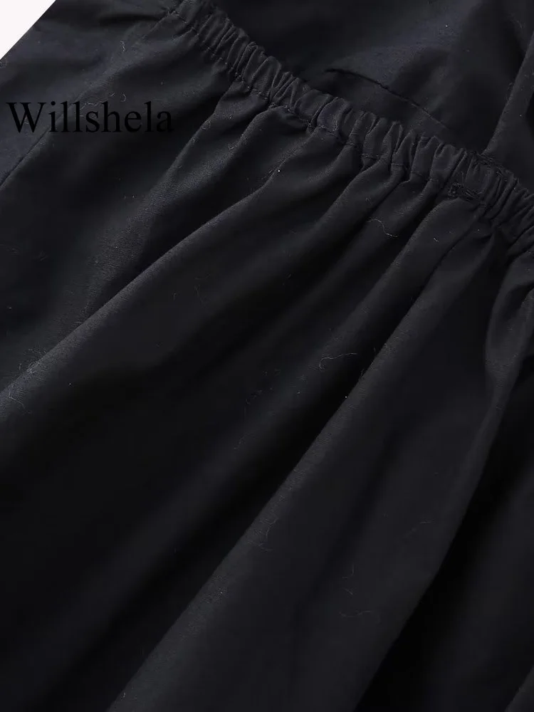 Willshela Женская мода С бисером, Черные укороченные топы без спинки, Винтажные тонкие бретельки, вырез лодочкой, женский шикарный женский укороченный топ Изображение 3