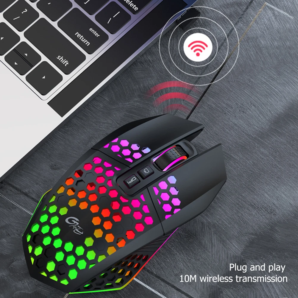 X801 Перезаряжаемая USB 2.4G Беспроводная RGB Подсветка Honeycomb Игровая Мышь Настольные ПК Компьютеры Ноутбуки Мыши Для ноутбуков Mause Gamer Cute Изображение 3