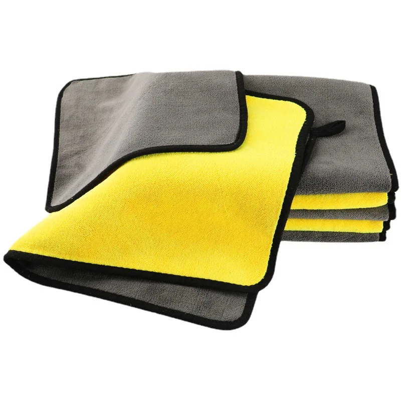 Автомобильное полотенце из кораллового бархата, двухцветное, серое, желтое, для уборки, тряпка для мытья автомобиля, подарочное полотенце, практичное Изображение 3