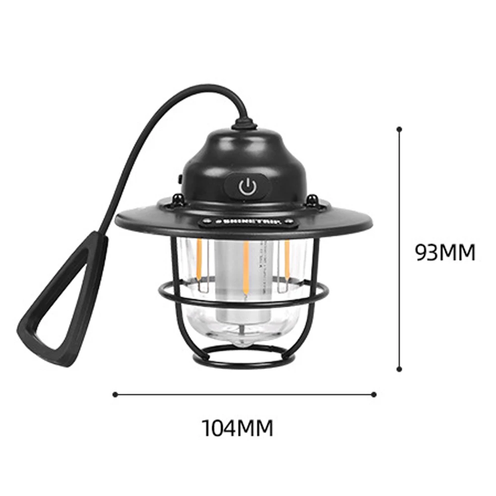 Аккумуляторная лампа для кемпинга, портативный подвесной светильник, уличный ретро-светильник для палатки, домашний атмосферный фонарь, многорежимная USB-перезаряжаемая лампа Изображение 3