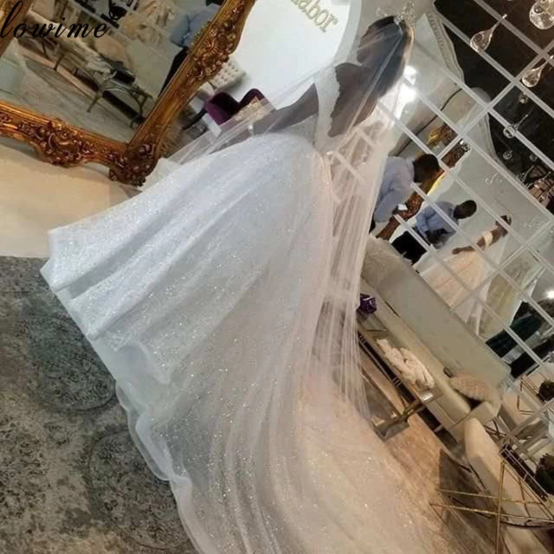 Африканские Блестящие свадебные платья больших размеров Русалка Для черных девушек, свадебные платья-двойки с открытой спиной, Vestido De Noiva 2020 на заказ Изображение 3