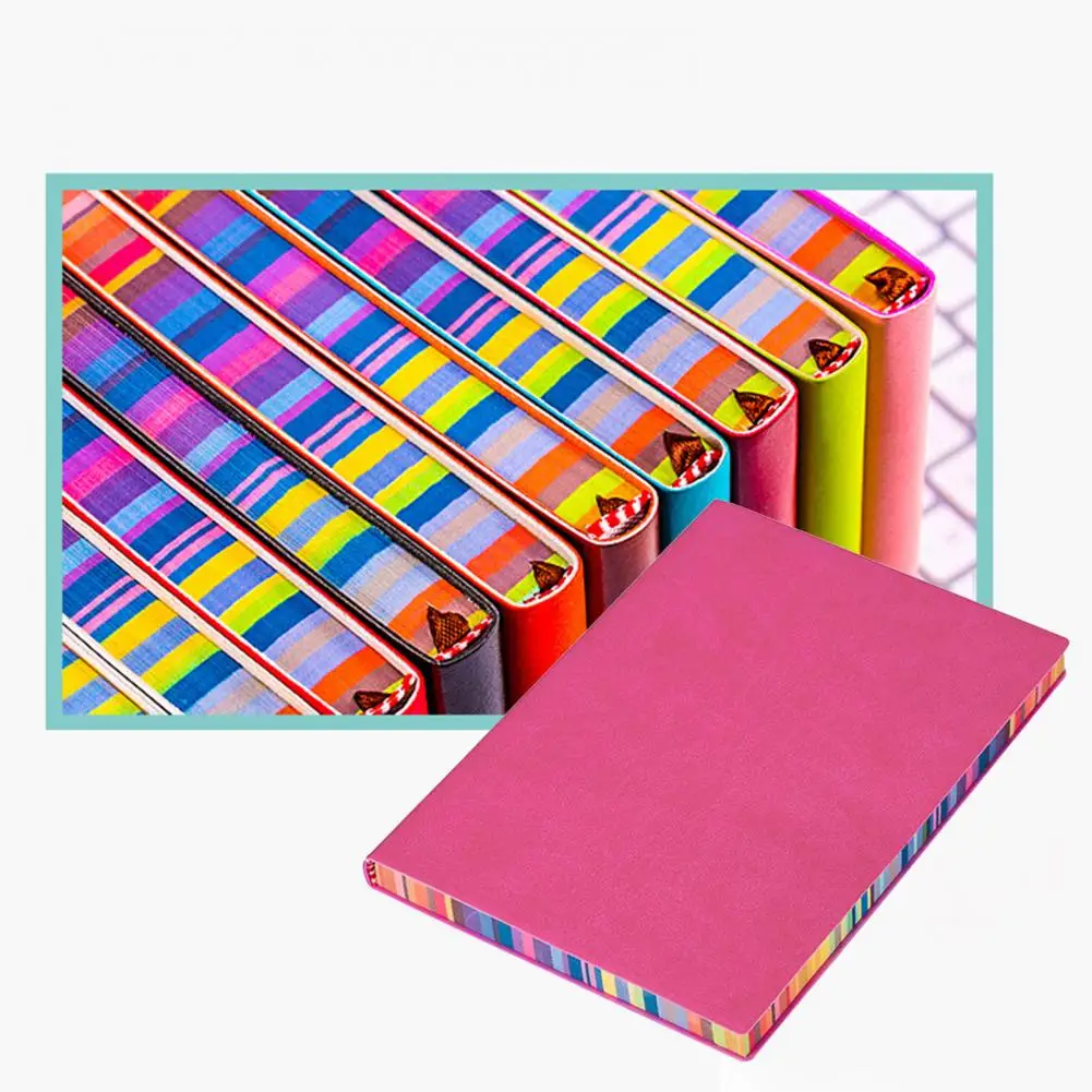 Блокнот Rainbow Color Edge для студентов, утолщенный блокнот Rainbow Color Edge из искусственной кожи формата А5 с прочным корпусом для офиса Изображение 3