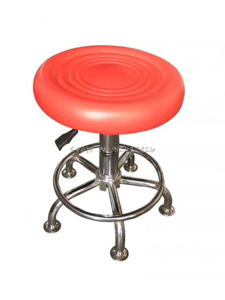 Взрывозащищенный подъемный косметический стул со шкивом, вращающийся парикмахерский стул, мастерское парикмахерское кресло, табурет для макияжа, красный, черный Изображение 3