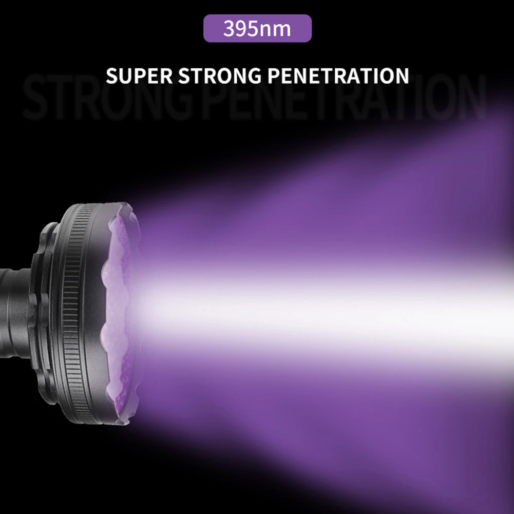Водонепроницаемый портативный 128-светодиодный УФ-фонарь для ультрафиолетового контроля, Многофункциональный флуоресцентный детектор 395нм, осветительный фонарик Изображение 3