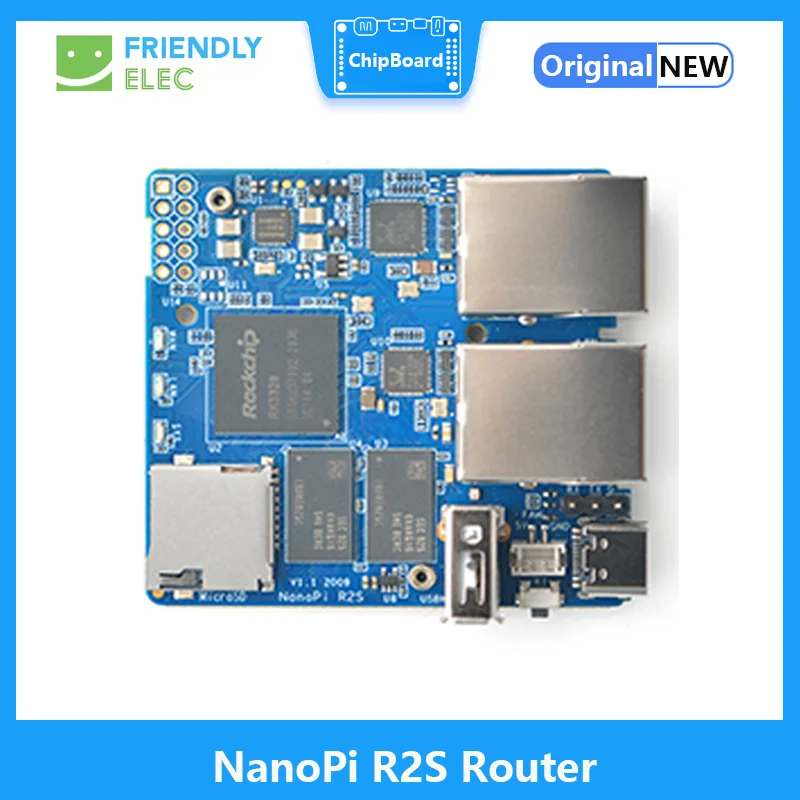 Дружественный Маршрутизатор NanoPi R2S С Официальным Металлическим корпусом OpenWRT System RK3328 Mini Router с Двойным Гигабитным портом и 1 ГБ большой памяти Изображение 3