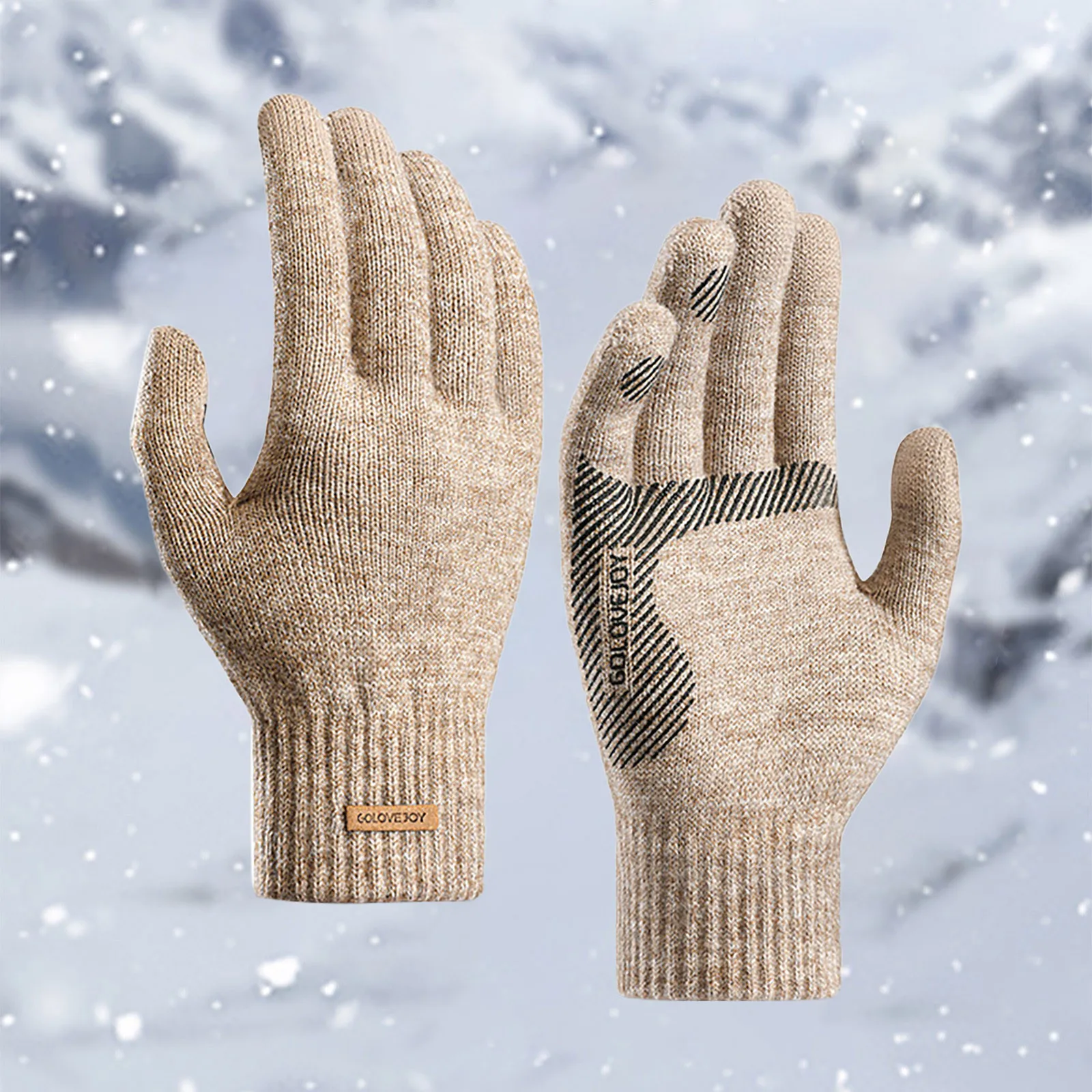 Зимние вязаные мужские перчатки с рисунком крючком, теплые перчатки h, варежки для женщин, варежки для женщин с утеплением в холодную погоду Изображение 3