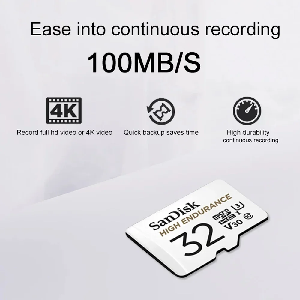 Карта памяти SanDisk HIGH ENDURANCE microSDXC C10 U3 V30 4K HD 32GB 64GB 128G 256G макс. до 100 МБ/с. Карты Micro SD для Телефона Camare Изображение 3