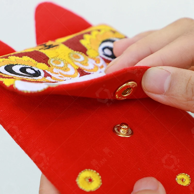 Китайские красные конверты Подарочная упаковка Хунбао Вышивка Тигра Карманы для счастливых денег Китайская вышивка на Новый Год Изображение 3