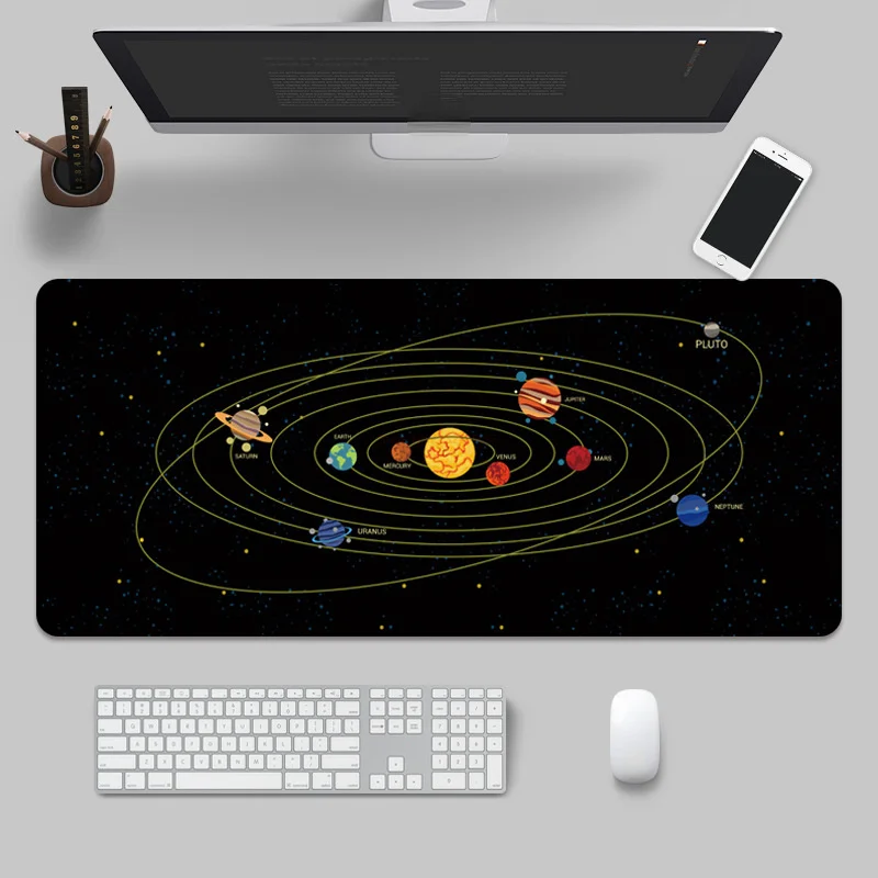 Коврик Для Мыши Space Planet Игровой Настольный Большой Резиновый Коврик Для Клавиатуры Мышь Нескользящий Дизайн Замок Край Компьютерный Коврик Подарок На День Рождения Изображение 3