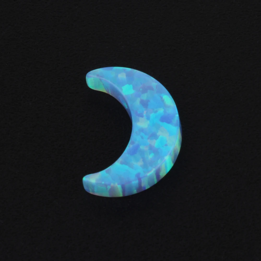 Оптовая продажа Светло-Голубой Лунный драгоценный камень 8x11 мм, Синтетический OP06, Опал, Подвеска в виде Луны для изготовления ювелирных изделий Изображение 3