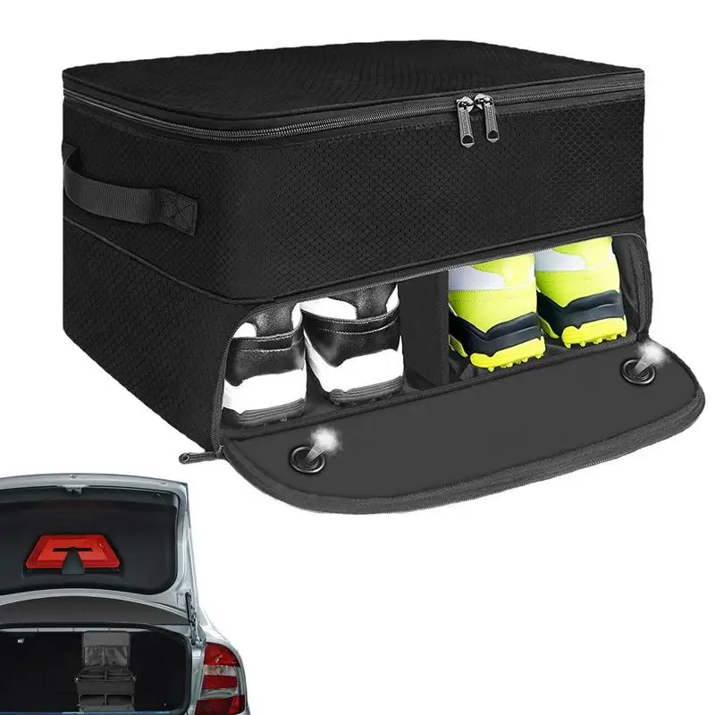 Органайзер для гольфа для автомобиля, складной открытый багажник, сумка для аксессуаров для гольфа, компактная сумка для мячей для гольфа, сумка для носков, щетка для гольфа, автомобиль Изображение 3