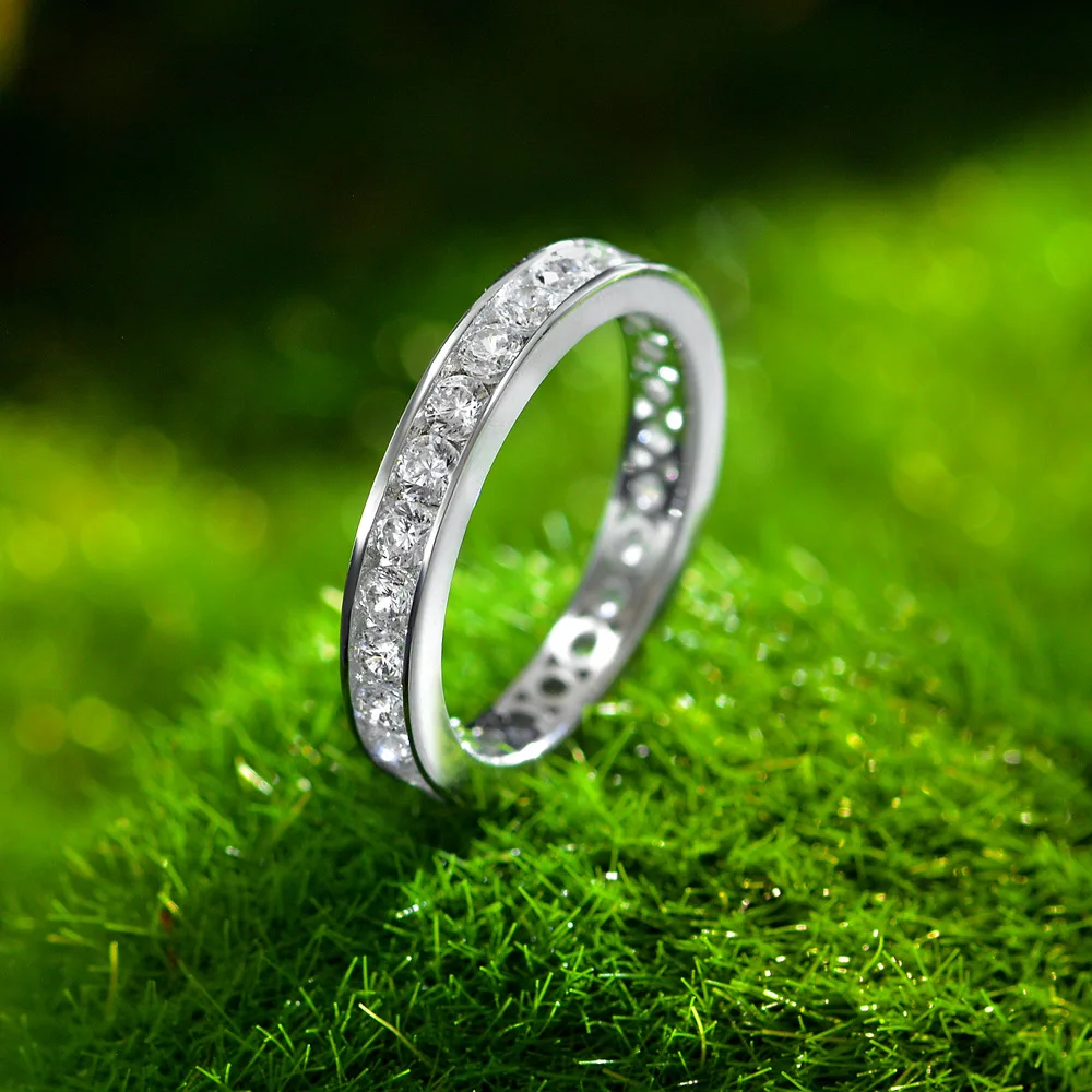 Рядное кольцо S925 Комплект кубического циркония Круглое 2,25 мм Женское кольцо Модные украшения Изображение 3