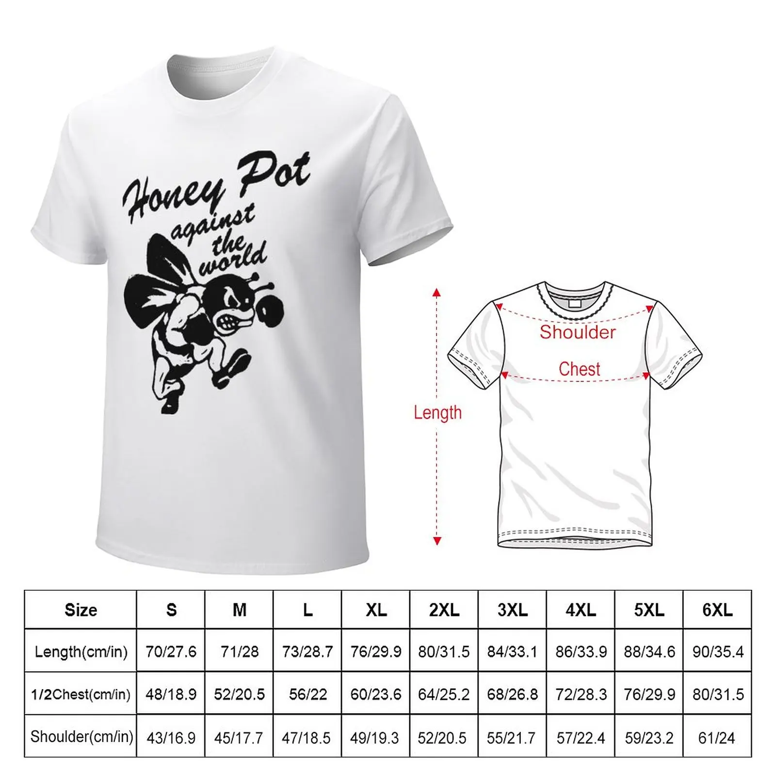 Футболка Honey Pot Against the World, футболка с графикой, футболки для мальчиков, винтажная одежда, великолепная футболка, футболки для мужчин, хлопок Изображение 3