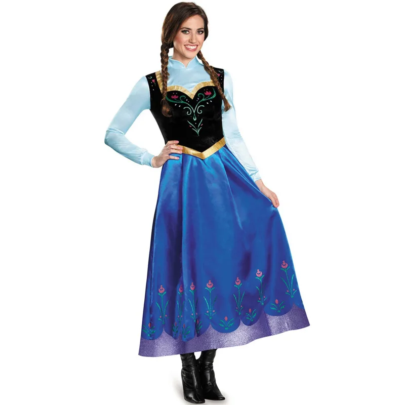 Хэллоуин, косплей Принцессы Анны, платье, накидка, наряд для взрослых женщин, Ледяная Королева, Аренделл, Анна, принцесса Эльза, косплей, маскарадный костюм Изображение 3