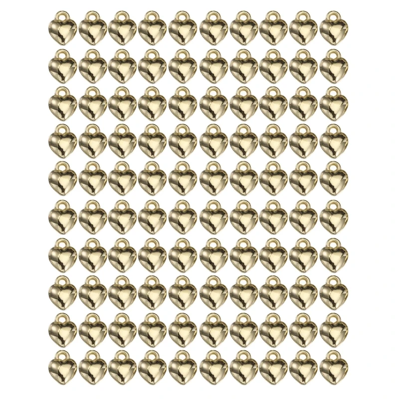 100шт золотых / серебряных подвесок с сердечками, пластиковых бусин CCB для браслета и ожерелья Изображение 4