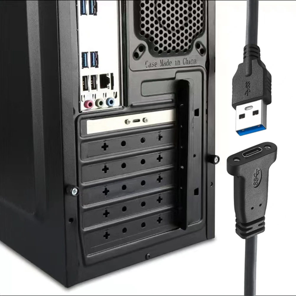 20-сантиметровый кабель USB A 3.0 Male-USB C Female на передней панели с винтом для крепления на панели, удлинительный кабель для материнской платы 5 Гбит/с Изображение 4