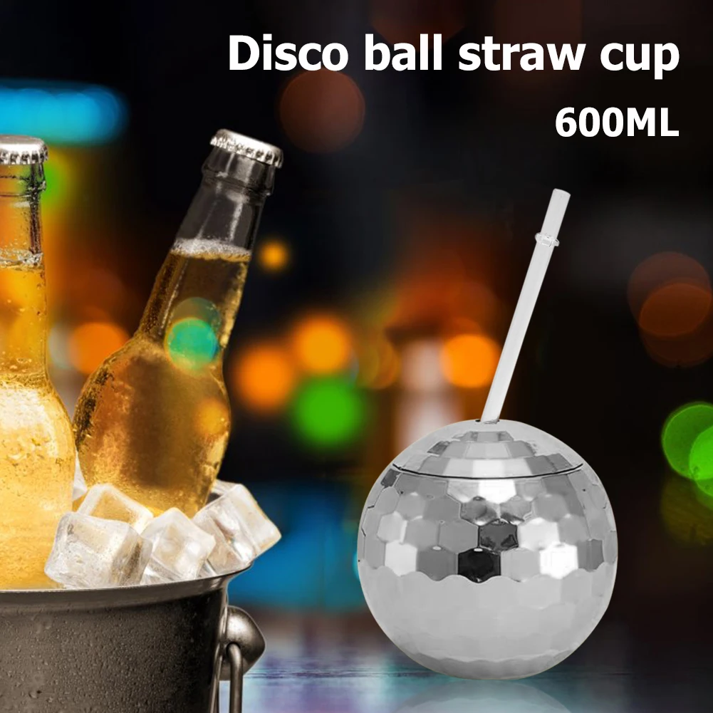 600 мл Чашки с диско-шарами для коктейлей, вечеринки в ночном клубе, Соломенные Бокалы для вина, Кружки для питья Изображение 4