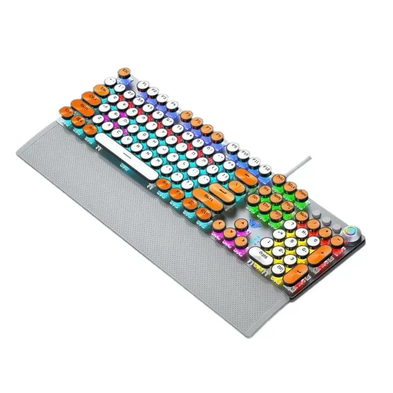 Aula F2088 Punk Keycap Механическая Клавиатура 104-клавишная Usb Проводная Офисная Игровая Для Ноутбука Белого Кофейного Цвета С Двойным Написанием Клавиатуры Изображение 4